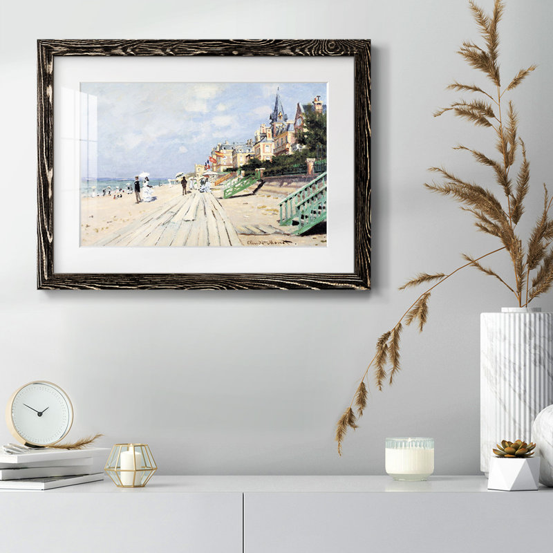 «Beach At Trouville» par Monet, reproduction d'art encadrée, Noir, H 14 po x l 20 po x P 1,5 po