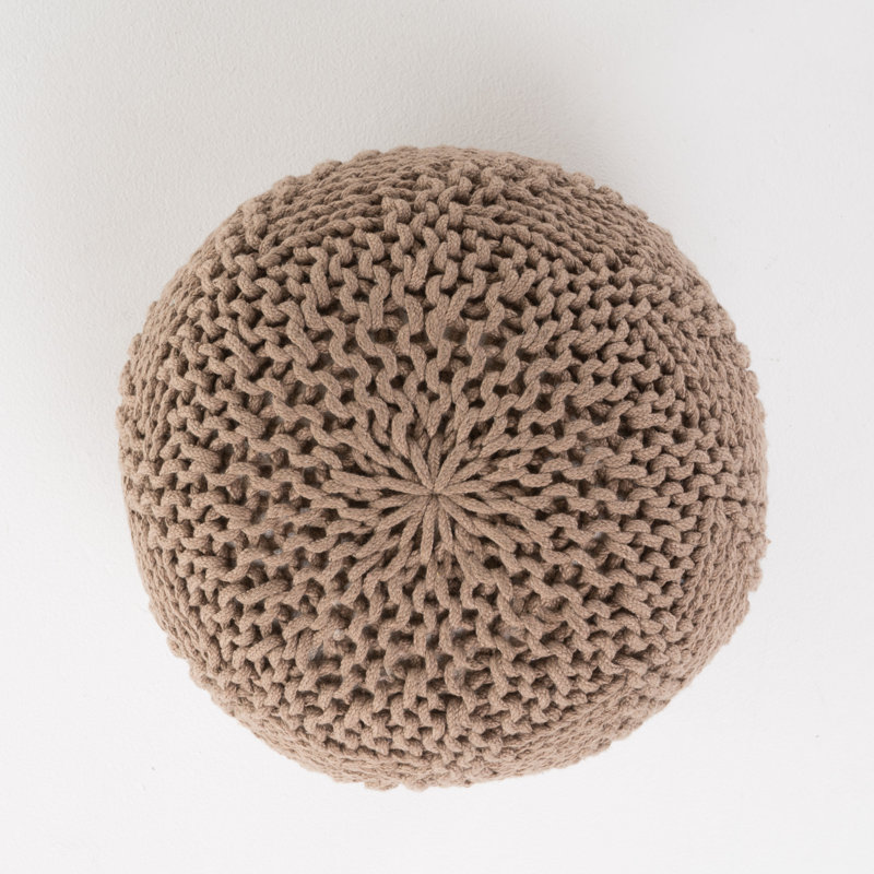 RuckeR Upholstered Pouf, Light Brown Polyester Blend