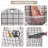 4 Pack Cotton Hemp Wall Hanging Storage Organizer, 9" x3.5" x 15.7" Multi-Pocket Hanging Bags for Home Office, White checkers