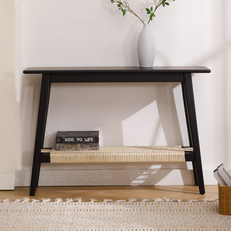 46'' Console Table Sofa Table With Wood Frame And Legs, Black
