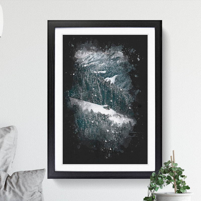 Winter Forest Vol.10 Paint Splash - Picture Frame Graphic Art, 90cm H x 65cm W x 2cm D, Black