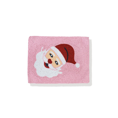 Pink Santa Head Beaded Placemat