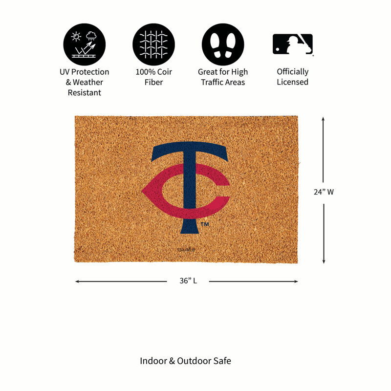 Grand tapis en fibre de coco Minnesota Twins, 36 po x 24 po