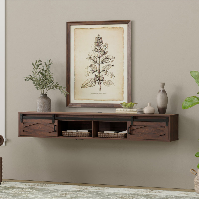 Ensemble de bureau et bahut Farmhouse avec station de charge, brun, Brun / brun