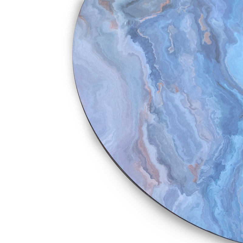 Navy Blue Marble Foil Cork Round Placemats Set of 2