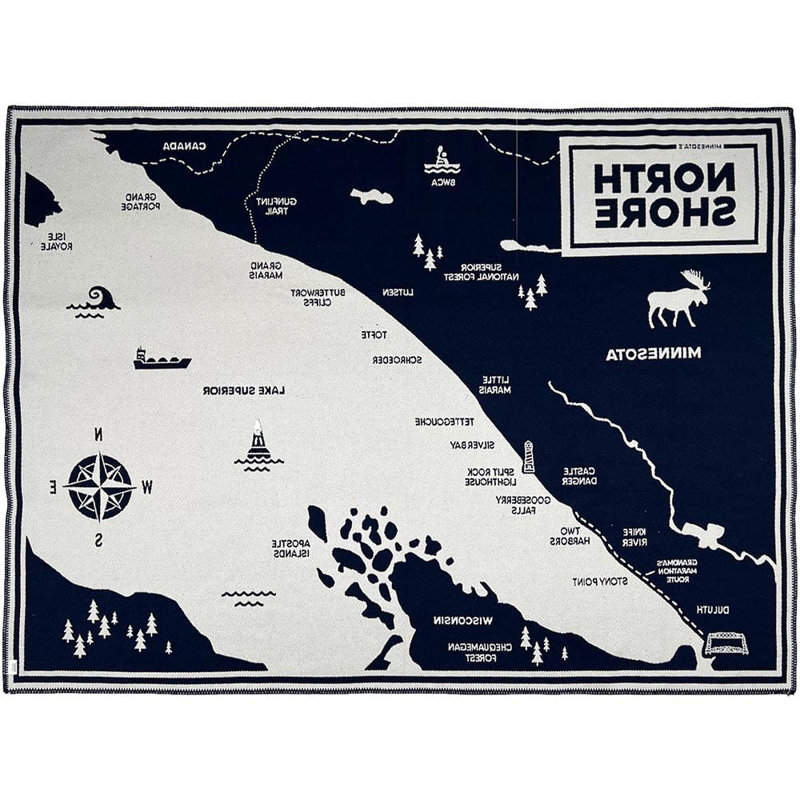 Coastal North Shore Map Cotton Throw