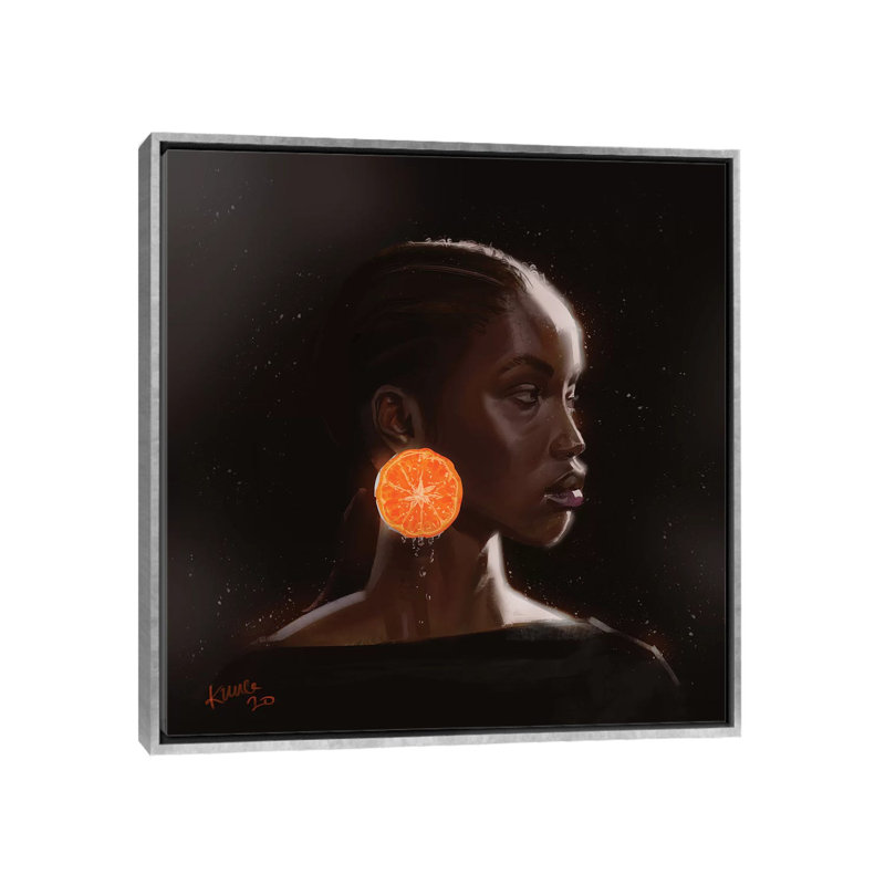 Orange par Adekunle Adeleke - impression d'art graphique, Toile avec cadre argent, Pas de tapis, H 26 po x l 26 po x P 1,5 po