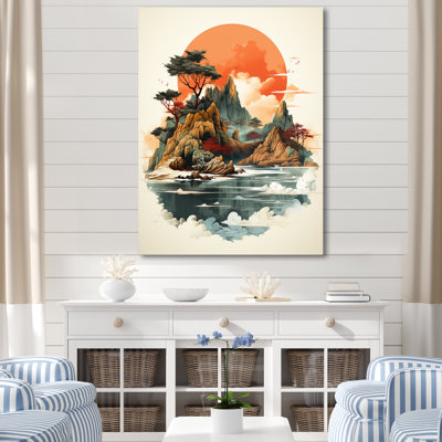 Vintage Japanese Lake Scenery II - Coastal Tropical Wall Art