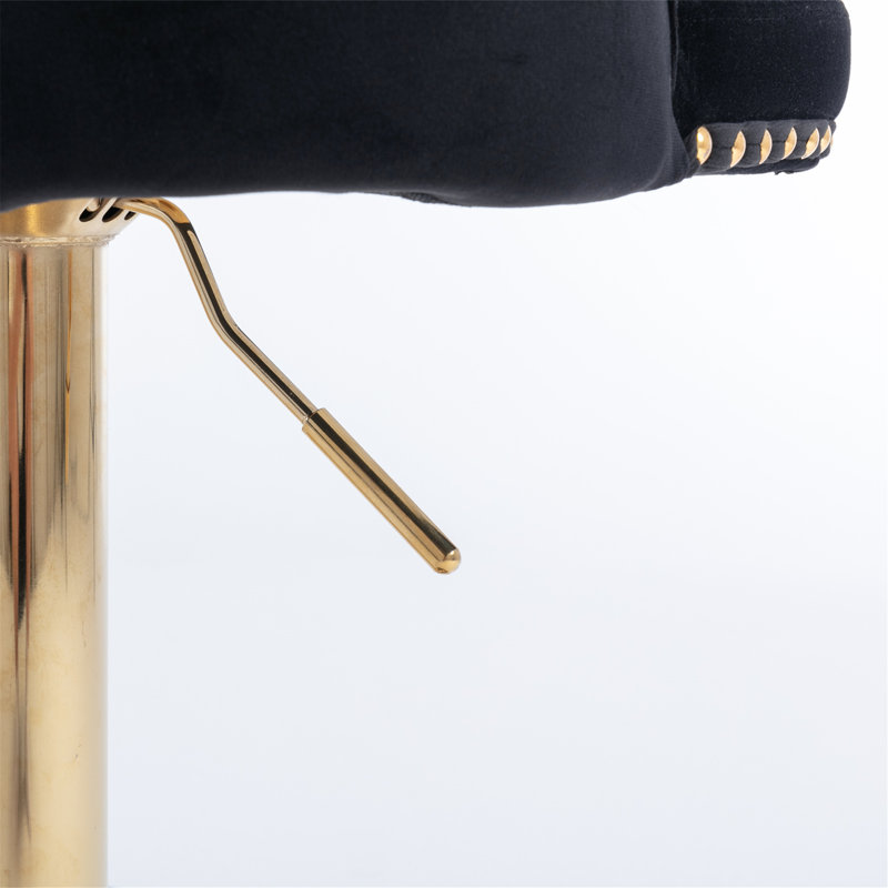 Tabourets de bar pivotants en velours, 2, Doré, Noir, noir, noir, noir