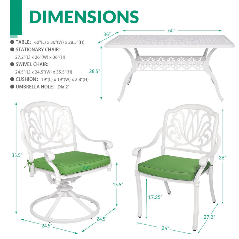 Ammaarah 6 - Person Patio Dining Set with Rectangular Table , Cushions Included