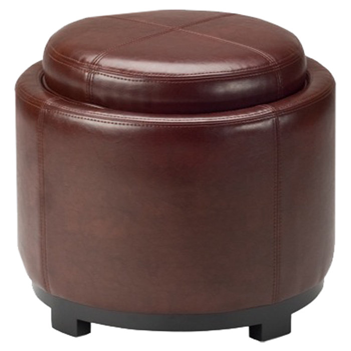 Repose-pieds rond en similicuir de 18,7 po Maiden, Similicuir Cordovan