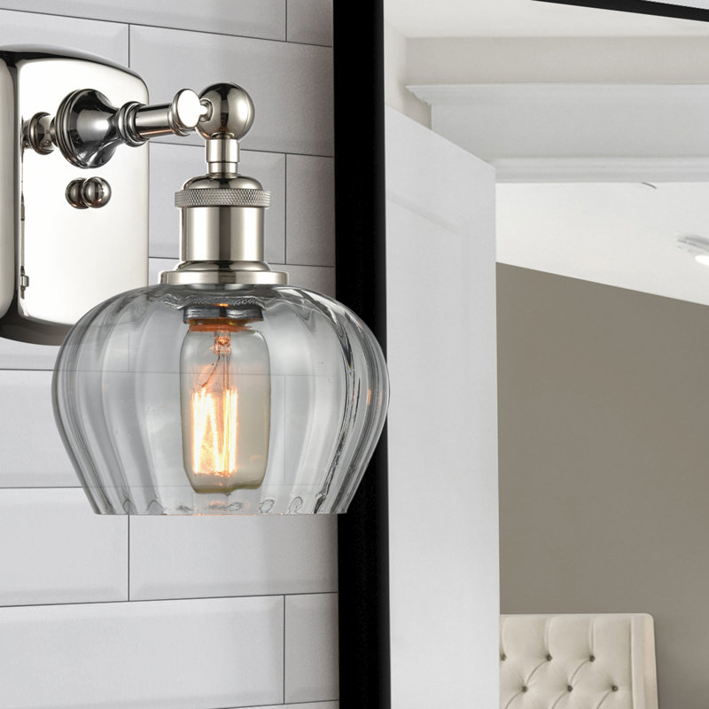 Patrina Armed Sconce, Incandescent, Clear, Polished Nickel