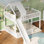Structure de lit superposé surélevé en bois double TG avec glissoire et échelle intégrée