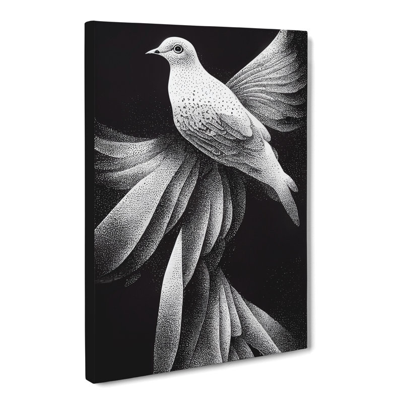 Anston Dove Bird Pointillism - Wrapped Canvas, 50cm H x 35cm W x 3cm D