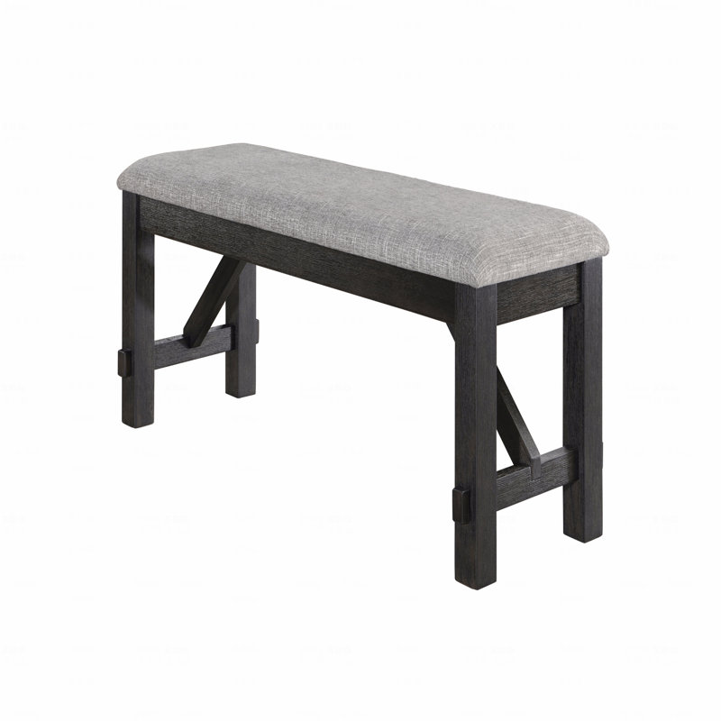 1-Piece Upholstered Design Seat Wheat Charcoal Finish Bench