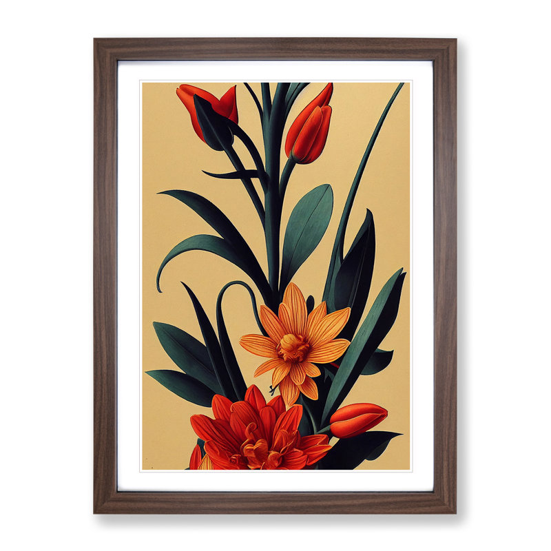 The Passionate Flowers - Single Picture Frame Print, 46cm H x 34cm W x 2cm D, Walnut Framed