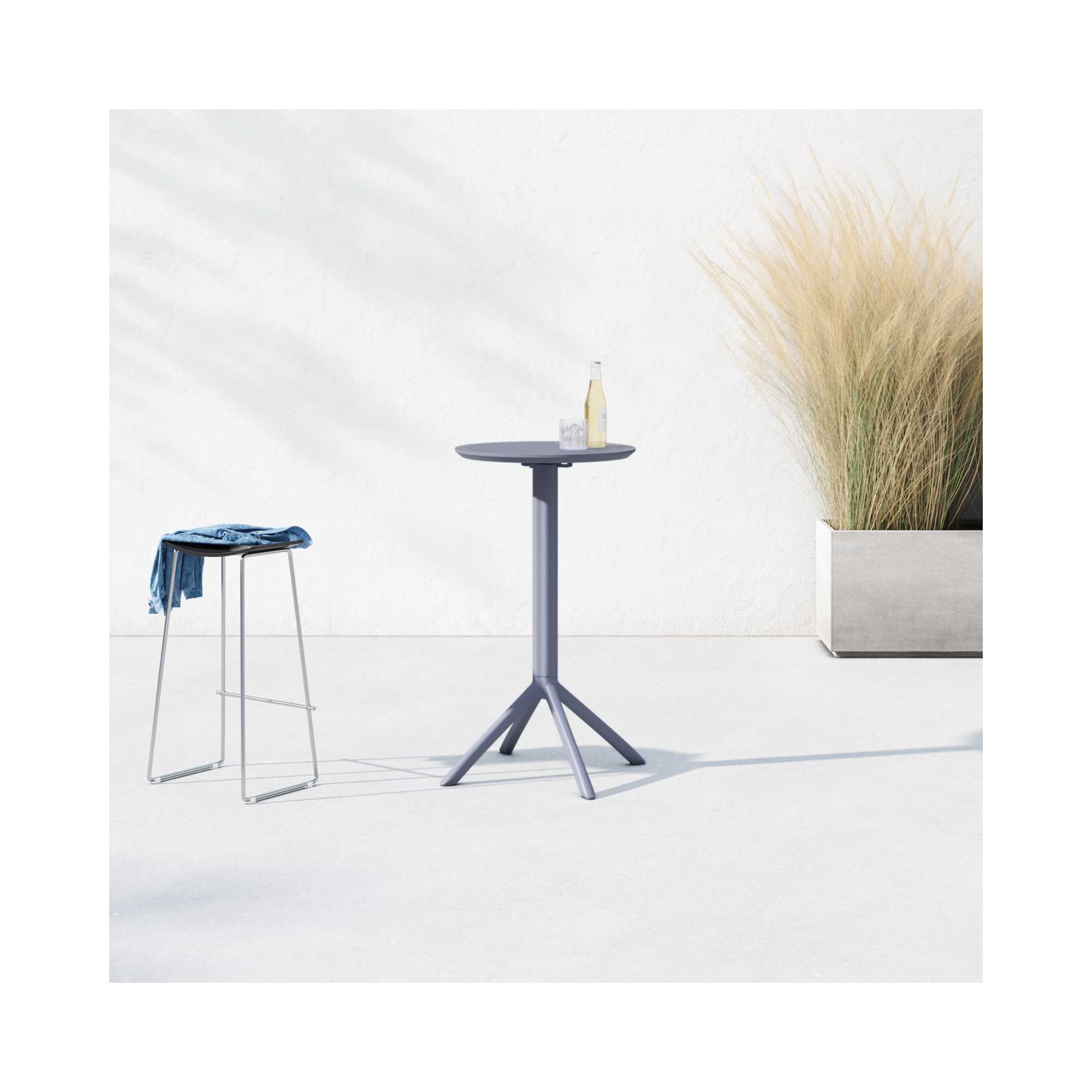 Plastic/Resin 2 - Person Round Table, Dark Gray, 42.5'' H x 23.6'' W x 23.6'' L