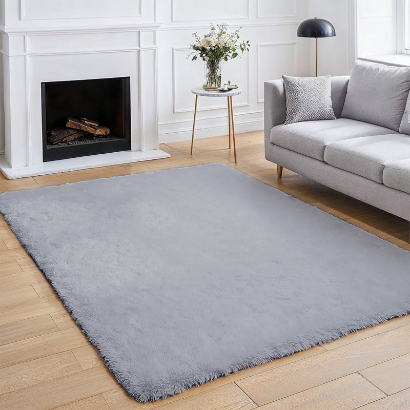 Super Soft Shaggy Area Rug, Dark Grey, Rectangle 80 x 150 cm