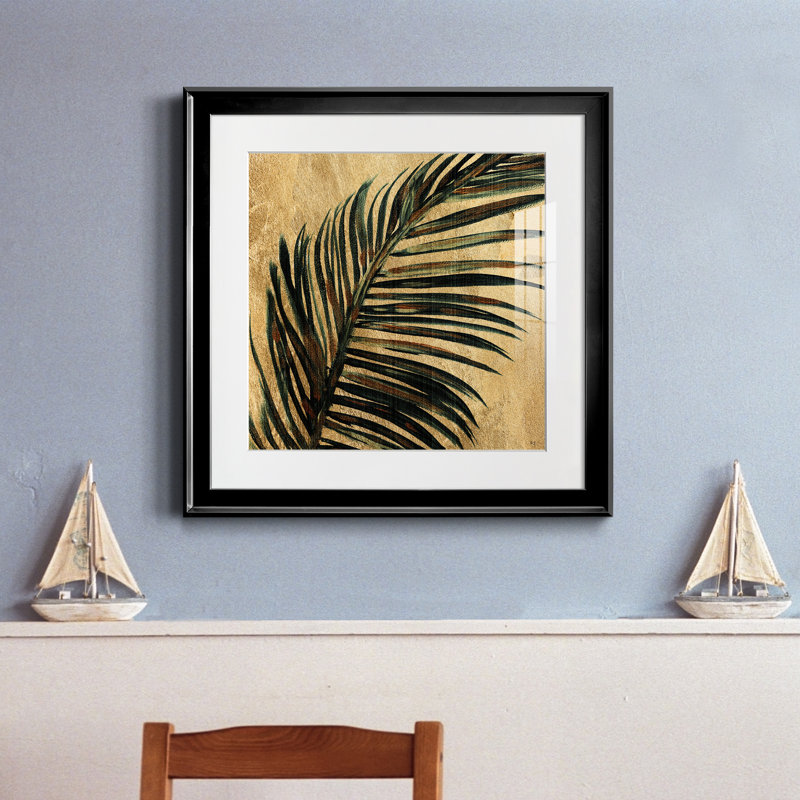 Lush Palm I - peinture encadrée, H 17,5 po x l 17,5 po x P 1,5 po, Toile avec cadre noir