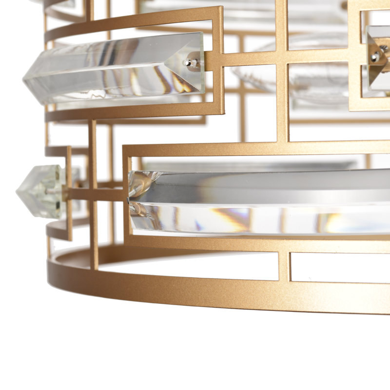Lustre tambour 20 lumières Panra, Laiton brillant