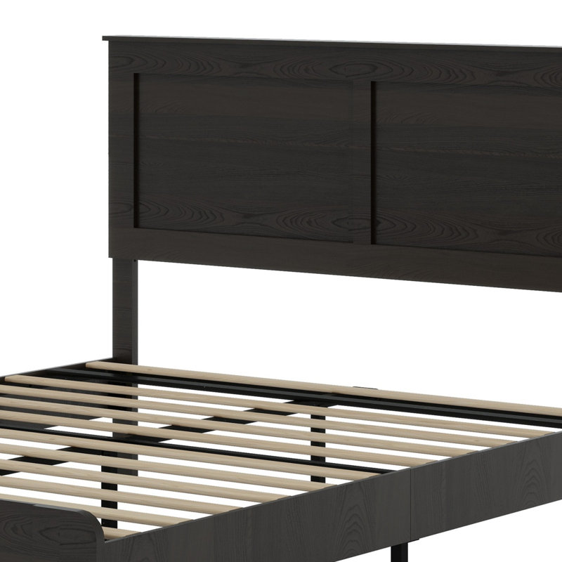 Cadre de lit contemporain en bois avec compartiments de rangement sous le lit, Grand lit