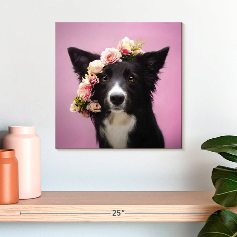 Border collie à fleurs Crowle, H 16 po x l 16 po