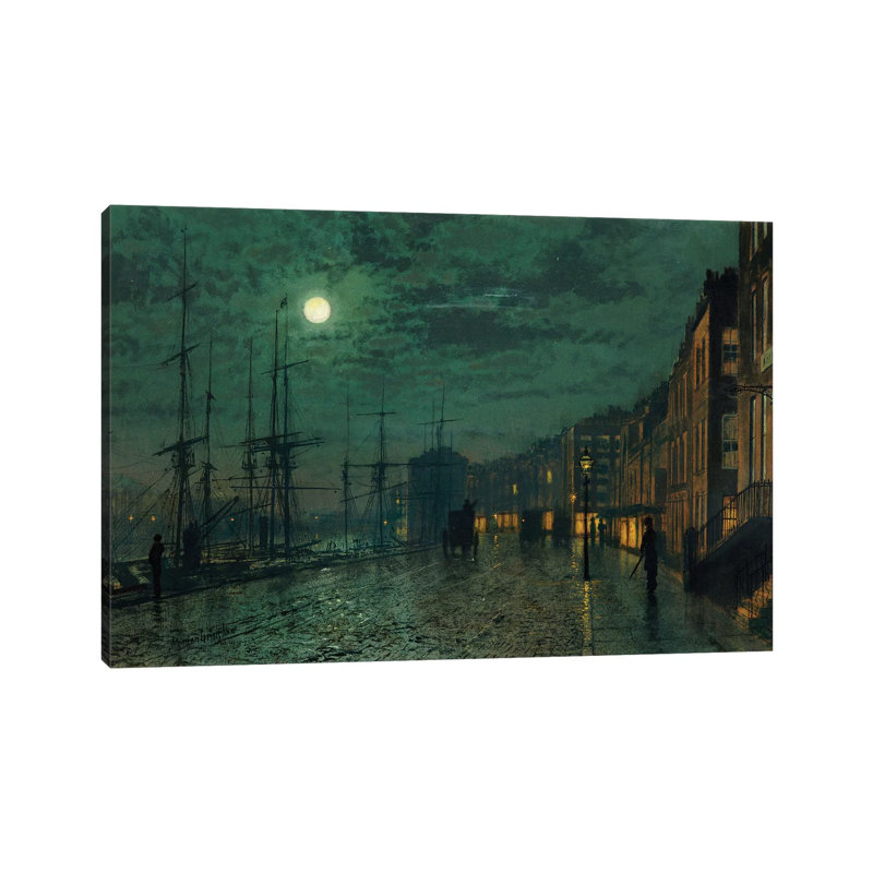 City Docks By Moonlight by John Atkinson Grimshaw - Wrapped Canvas Painting, 66.04 cm H x 45.72 cm W x 3.175 cm D