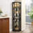Corner Glass Cabinet Lighted Curio Cabinet Corner Display-1808206803