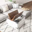 Table basse carrée à plateau rabattable avec rangement caché spacieux, table de style blanc, -
