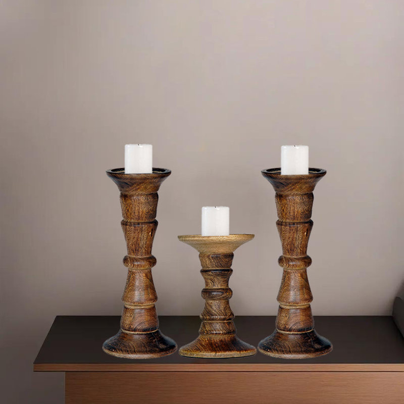 12'' H Wood Tabletop Pillar, Medium Burnt