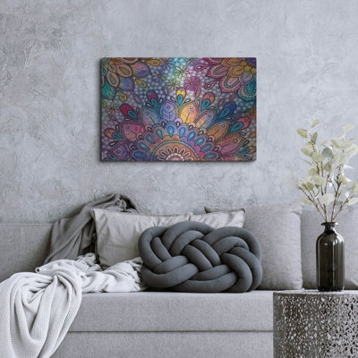 Bungalow rose «Bohemian Blooms 3» par Hello Angel, art mural en métal