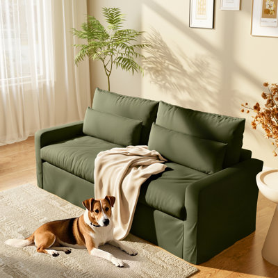 Somonia 80" Wide Down-filled  Sofa, 3-Seater Deep Seat for Small Spaces -Easy Assembly， Removable Washable Covers & Solid Wood Frame