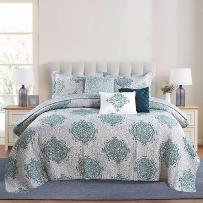 6 Piece Chelsea Printed Microfiber Quilt Set