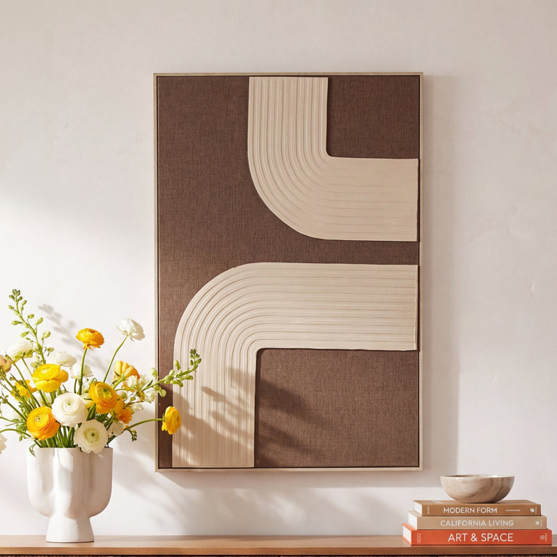 Jorel Geometric Polyester Framed Wall Art with Layered Arches