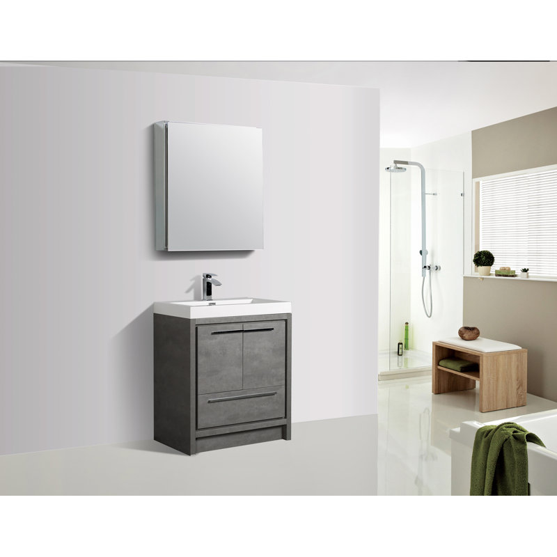 Ensemble de meuble-lavabo mural simple 30 po Prairie Grove, Ciment