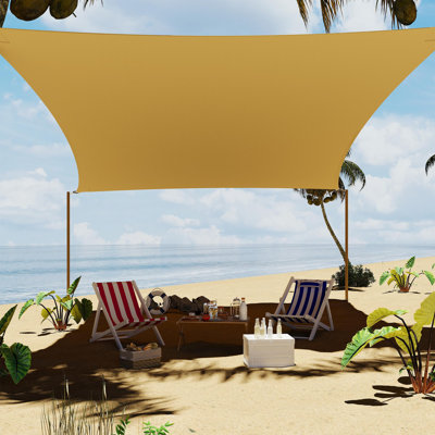 Sand 8x10 FT Rectangle Sun Shade Sail with UV Block Shade Cloth, Outdoor Canopy for Patio, Backyard, Deck or Garden