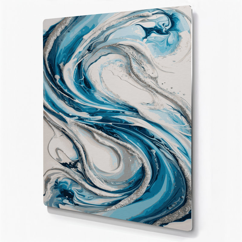 Abstrait fluide, art mural gris en métal 54, 11" H x 14" W