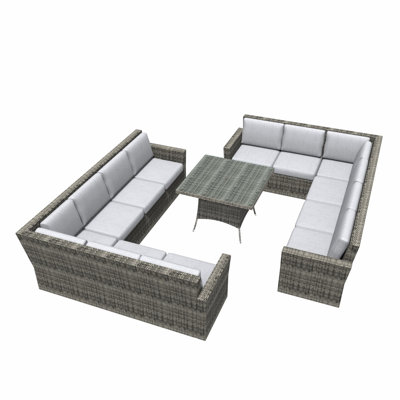 Wicker 12 - Person Patio Conversation Set with Cushions
