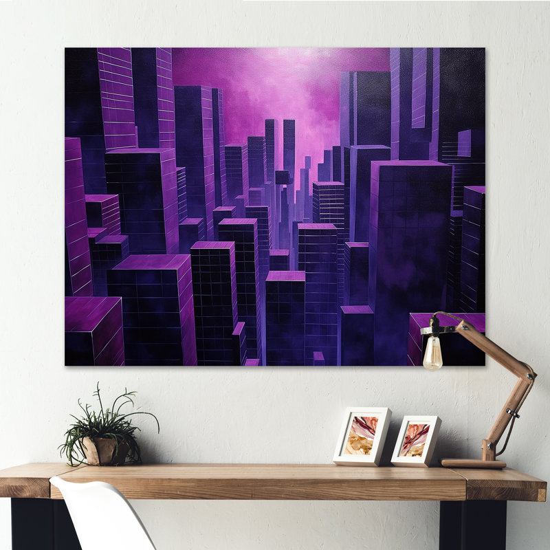 «Orchid Obsidian Sckycraper Horizon» sur toile, Toile tendue, H 30 po x l 40 po x P 1,5 po