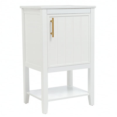 Meuble-lavabo de 20 po avec lavabo, porte à fermeture douce, support de rangement et tablette ouverte au fini blanc
