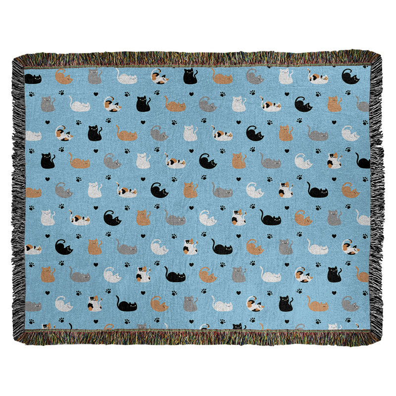 Couverture en coton Katelyn Elizabeth, H 52 po x l 37 po, Bleu ciel