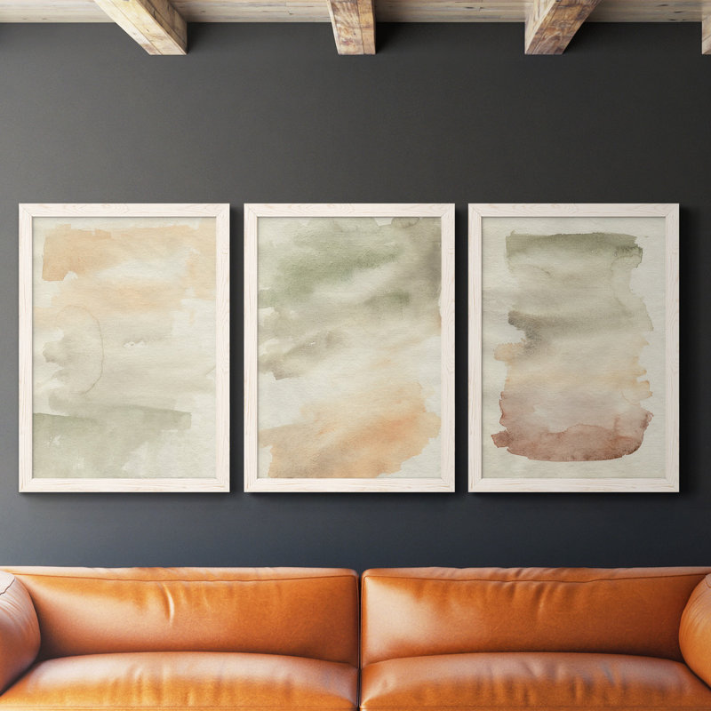 «Garden Treillage Blueprint I», ensemble de 3 peintures sur toile encadrées, Blanc, H 37,5 po x l 82,5 po x P 1,5 po