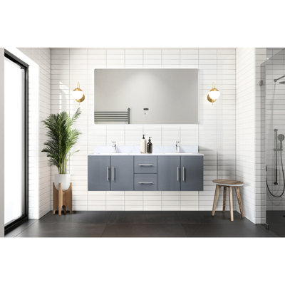 Dark Grey 60" Bath Vanity: Marble Top, Included Faucet, 22 In. D, Spacious And Practical Design 60x22 Vanity For Bathroom - Countertop, Soft Close Mechanism, Storage