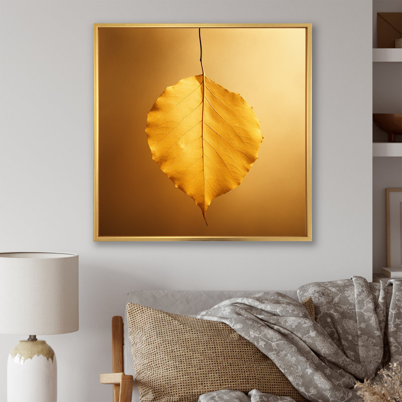 Lumière zen jaune clair sur toile, H 36 po x l 36 po x P 1,5 po, Cadre flottant doré