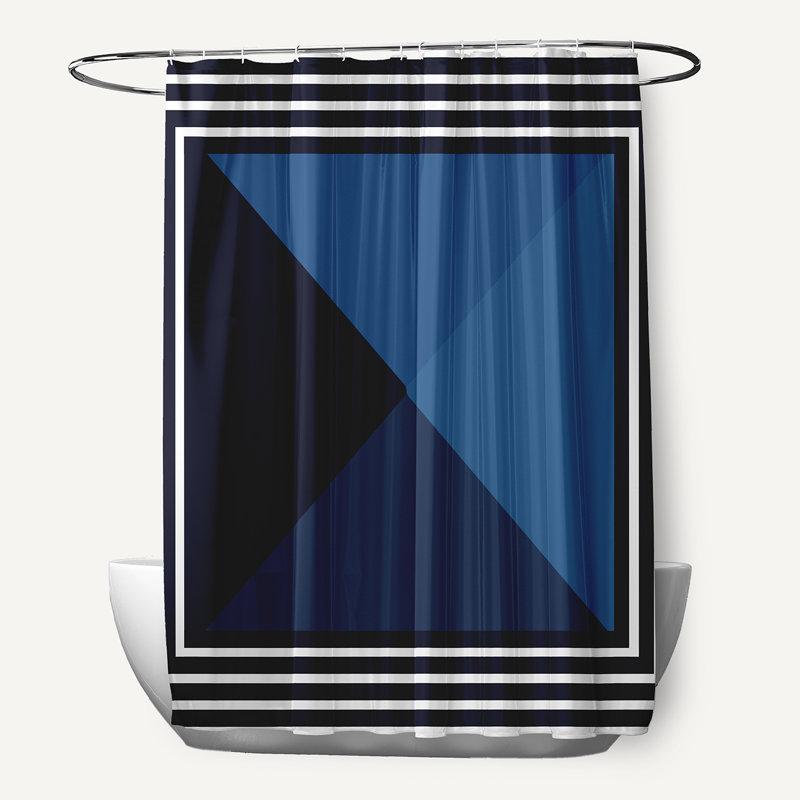 Bartow Geometric Shower Curtain, Navy Blue