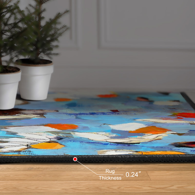 Always On My Mind Washable Colourful Abstract Art Area Rug size 8'x10' with Non-Slipping Backing