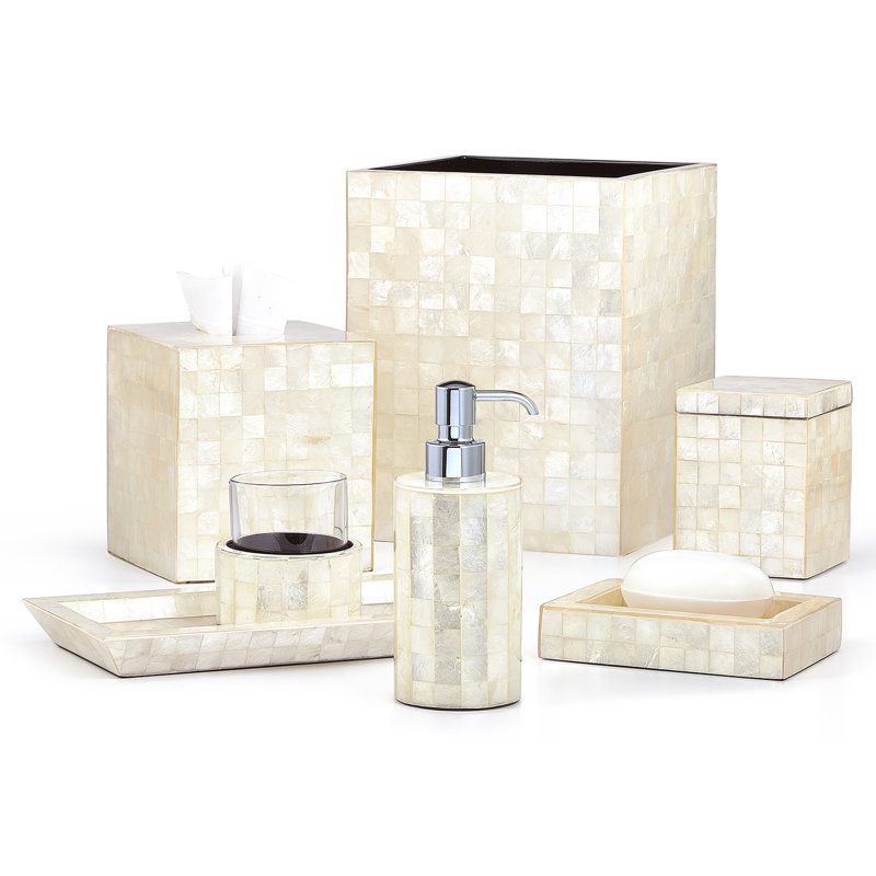 Capiz 3 Gallons Waste Bin, Ivory