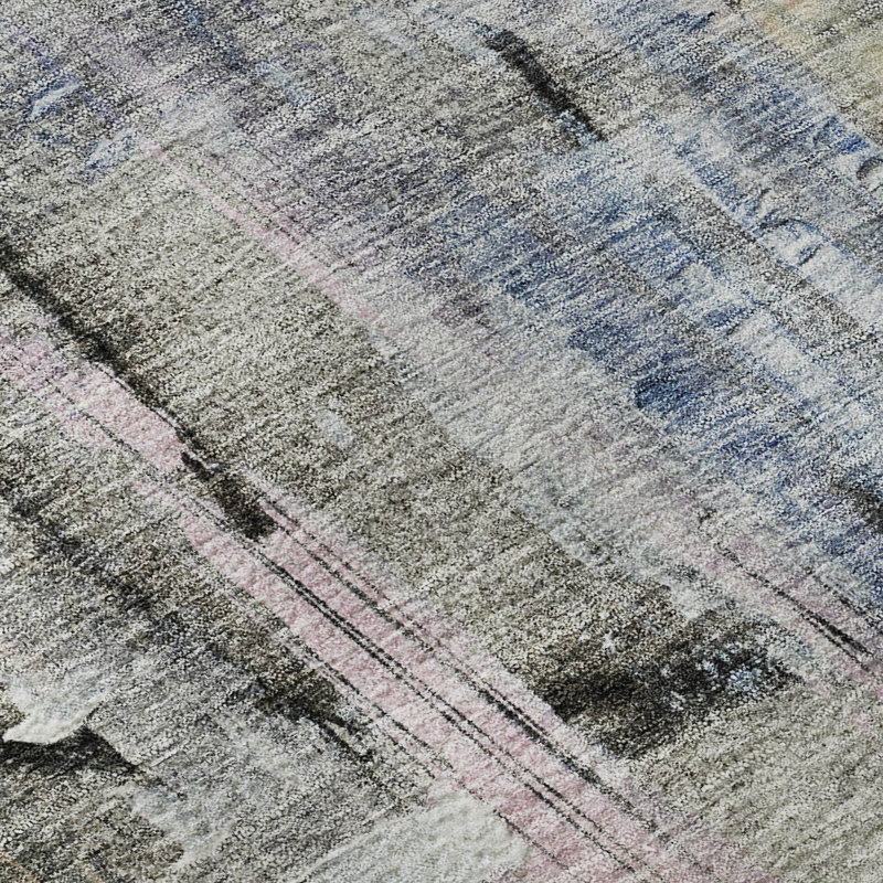 Premium Machine Washable Mayfield AMF2076 Abstract Rug, Blue, 2'3" x 7'6" Runner