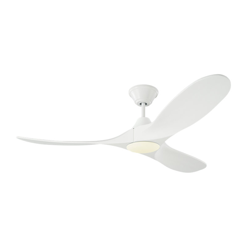 LED Downrod Ceiling Fan, Matte White with White Blades, 60 inches