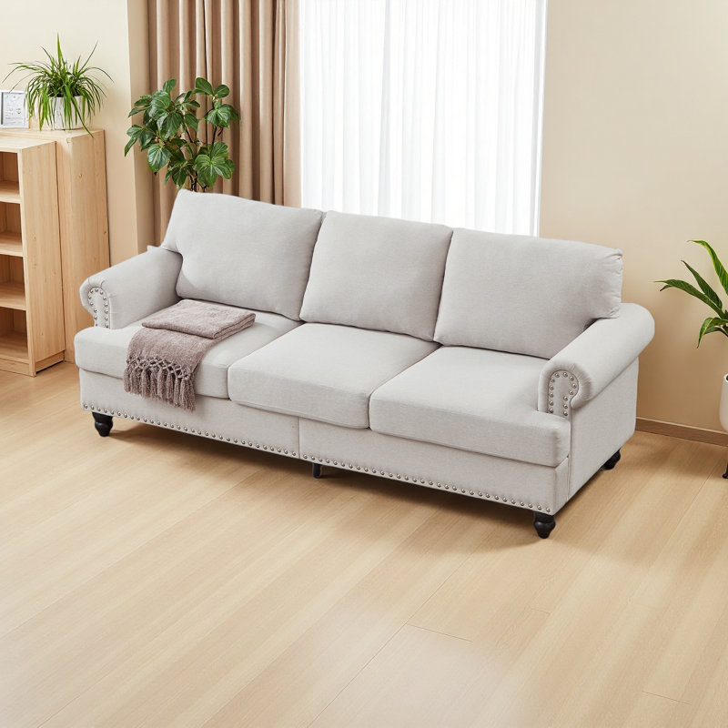 Canapé en tissu rembourré 83 po, Beige